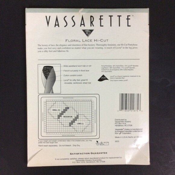 Vassarette Pantyhose Floral Lace Hi-Cut Panty Size Small Beige Sheer Leg Vintage - Picture 2 of 6
